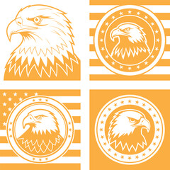 Patriotic Eagle Head in Four Design Variations Featuring Stars Stripes and Bold Imagery Evoking American Symbolism