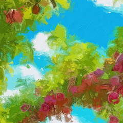 Various oil paintings, flowers, chrysanthemums, landscapes, figures, butterflies, lakes, forests, birds, fruits, roses, peonies