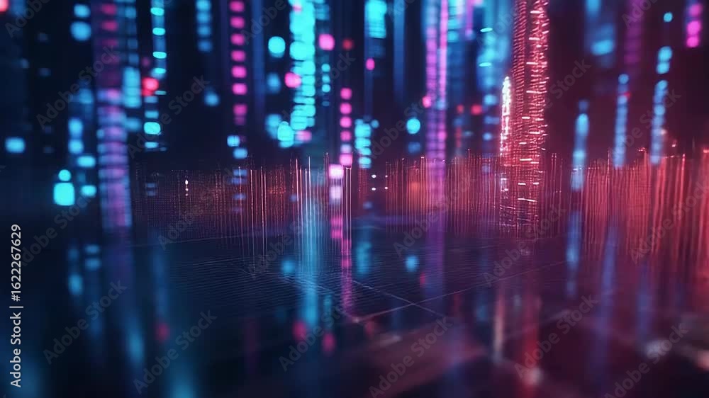 Poster futuristic glowing lines representing digital data flowing in cyberspace