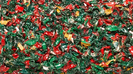 Abstract Impasto Painting Red Green Gold Texture