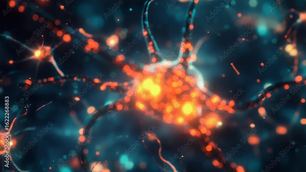 Poster Active neuron sending signals through neural network in human brain