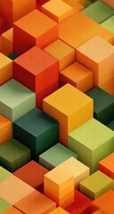Obraz premium Abstract geometric pattern of layered cubes in warm autumnal colors