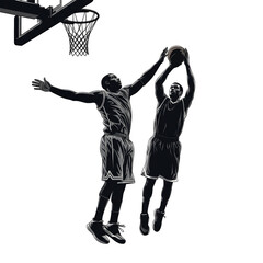 Obraz premium High-Flying Basketball Dunk Silhouette Action Image