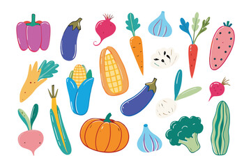 Colorful Vegetables: A vibrant illustration showcasing a diverse collection of fresh, colorful vegetables. A visual feast of healthy eating and agricultural bounty.