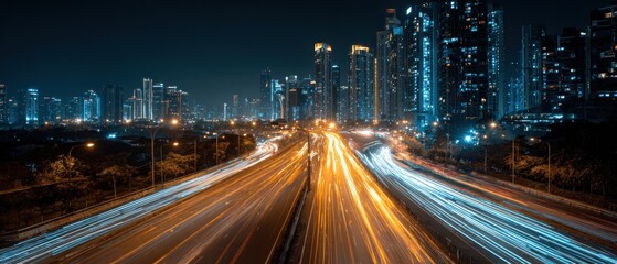 Obraz premium Night City Highway Lights