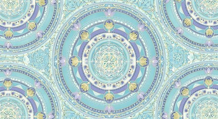 Intricate Mandala Pattern with Lotus Flowers and Geometric Shapes