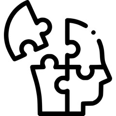 Mental health icon- brain care, therapy & wellness symbol icon.
