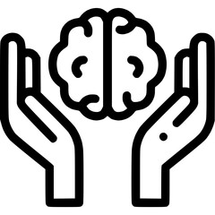 Mental health icon- brain care, therapy & wellness symbol icon.