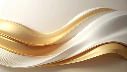 Obraz premium Elegant flowing gold and white waves abstract design digital art minimalist environment close-up viewpoint modern aesthetic for creative use
