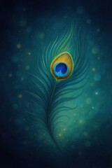 Janmashtami background with peacock feather.