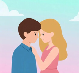 Obraz premium a couple gently touching foreheads