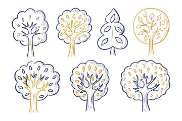 Artistic Tree Designs: a collection of artistic tree sketches, each with unique design, conveying the beauty of nature and the essence of artistic drawing.