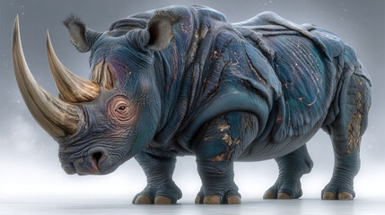watercolor illustration of a rhinoceros, isolated drawing from the hand of a wild animal of Africa