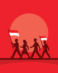 Indonesian Independence Day Parade Silhouette