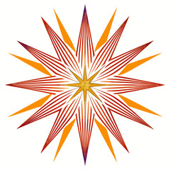 Abstract Starburst Design with Orange and Red Tones on White Background
