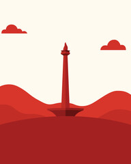 Monas Indonesian Independence Day Illustration