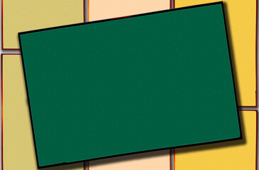 Top view blank green dark paper note isolated colorful paper note background for graphic design. copy space with text,business,orange yellow brown
