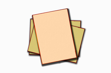 Top view blank pink paper note on brown paper isolated white background for graphic design. copy space with text