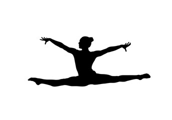 Fototapeta premium Gymnastics silhouette woman doing split exercise flexibility performance art