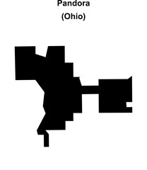 Fototapeta premium Pandora (Ohio) blank outline map