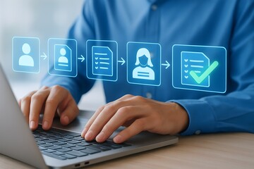 workflow, process, digital process, online application, registration, task management, checklist, document management, data entry, user onboarding, form completion, approval process, steps, sequence, 