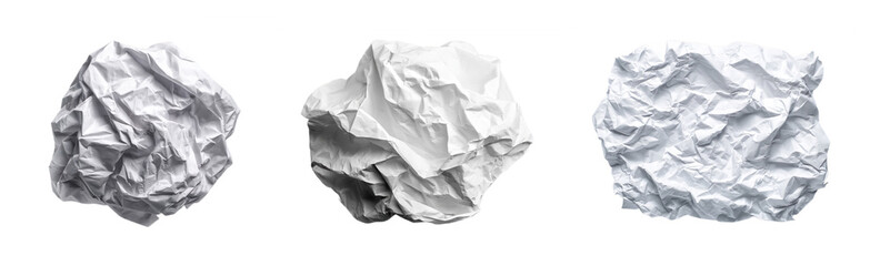 Obraz premium Crumpled white paper texture, wrinkled sheet and isolated trash object on gray png.