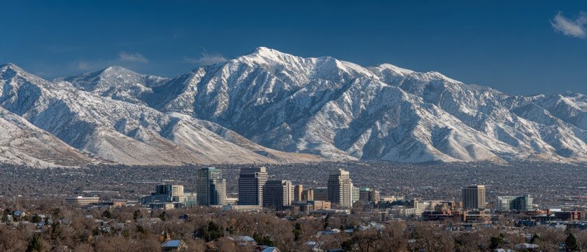 Majestic Wasatch Mountains overlooking Salt Lake City