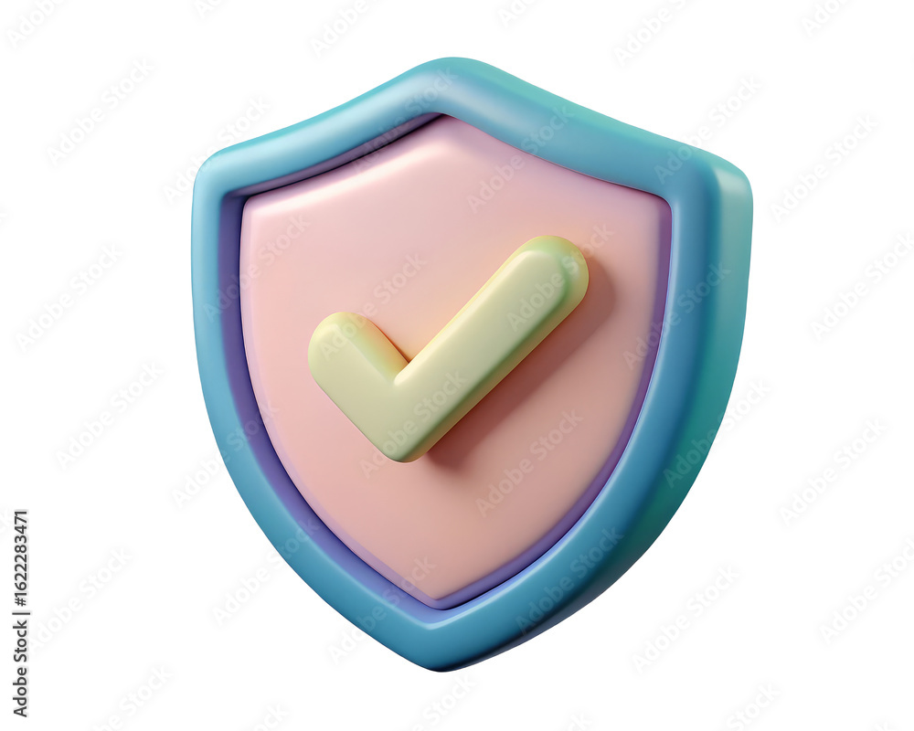 Aufkleber 3d secure digital world concept featuring, 3d shield with checkmark for website security and data pr