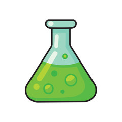 Illustration Vector Graphic Cartoon of an Erlenmeyer Flask with Green Liquid