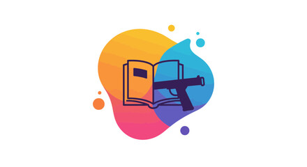 Book and gun abstract logo design concept for creative industry usage