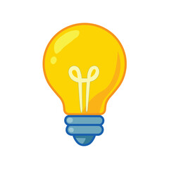 Illustration Vector Graphic Cartoon of a Bright Yellow Light Bulb