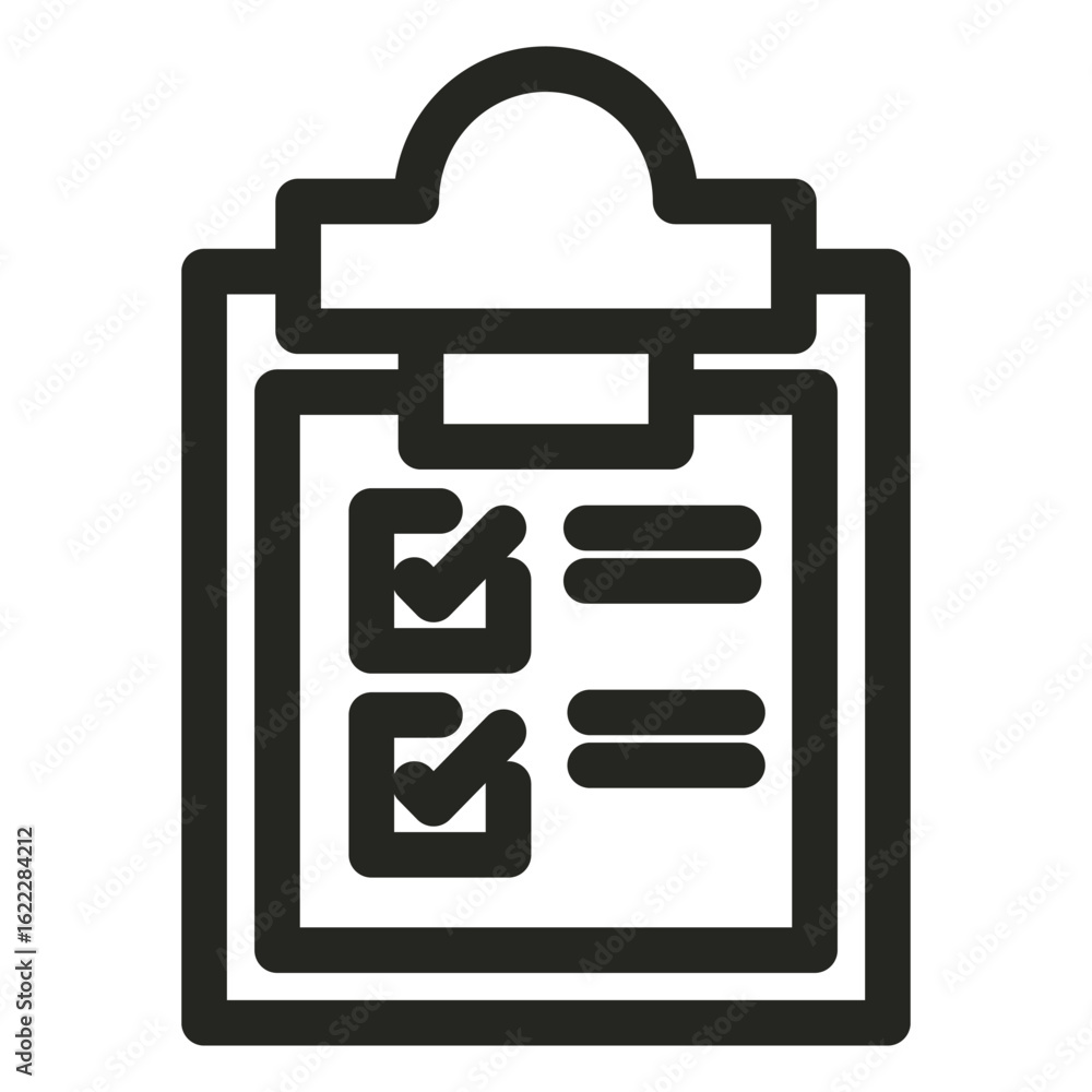 Poster a clipboard with two checkmarks and two horizontal lines