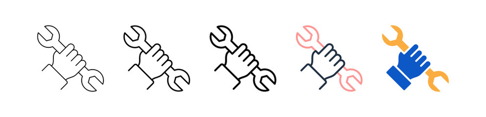 Wrench different style icons set vector illustration. 