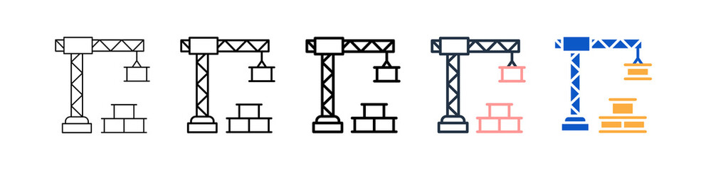 Crane different style icons set vector illustration. 