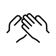 A line drawing depicts two hands touching suggesting a supportive or connected relationship
