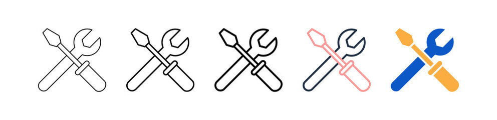 Repair Tools different style icons set vector illustration. 