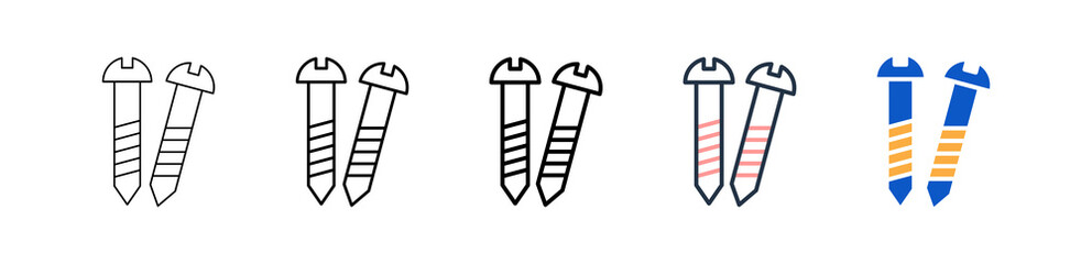 Screw different style icons set vector illustration. 