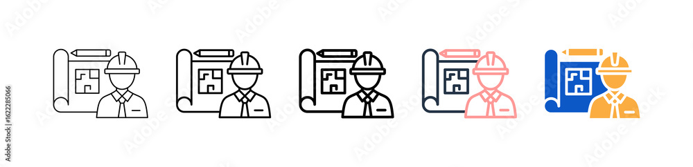 Poster engineer different style icons set vector illustration.