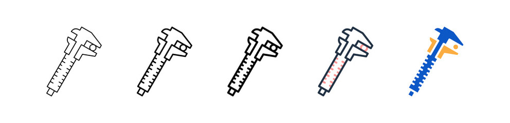 Caliper different style icons set vector illustration. 