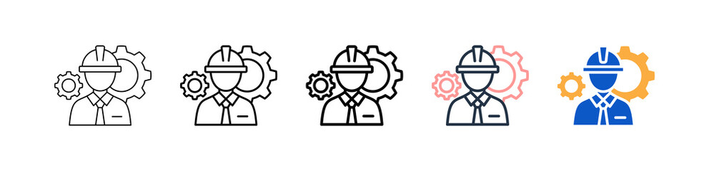 Engineer different style icons set vector illustration. 