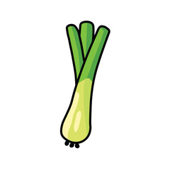 Illustration Vector Graphic Cartoon of a Fresh Green Scallion or Spring Onion