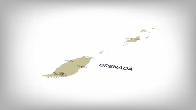Animated Map of GRENADA with states Borders and Major Cities Positions