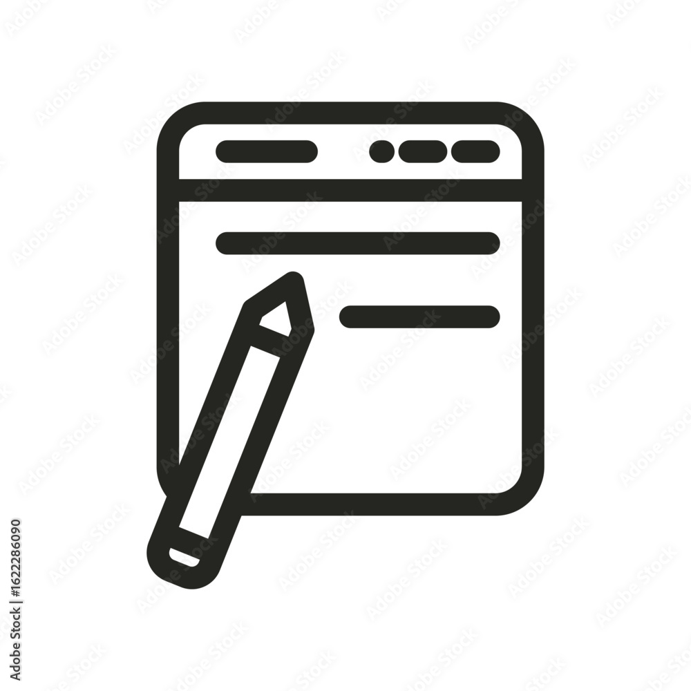 Poster an icon depicting a notepad with lines and a pencil placed on its left side