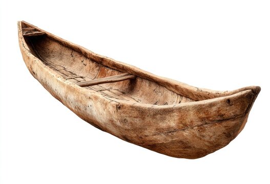 Wooden dugout canoe, side view
