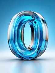 3D rendered letter O, blue, glossy