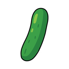Illustration Vector Graphic Cartoon of a Fresh Green Cucumber