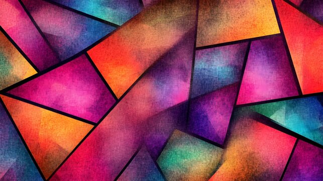 Abstract Colorful Geometric Pattern with Triangles and Rectangles