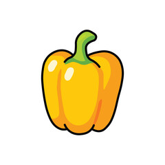 Illustration Vector Graphic Cartoon of a Bright Yellow Bell Pepper