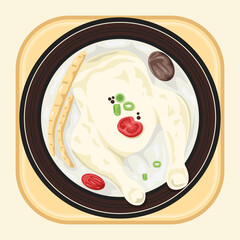 samgyetang Korean Ginseng Chicken Soup vector flat design