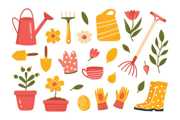 Spring Garden Tools: A vibrant collection of gardening tools and floral elements come together, painted with playful pastel colors. Depicting the spirit of growth and the promise of blooming gardens.
